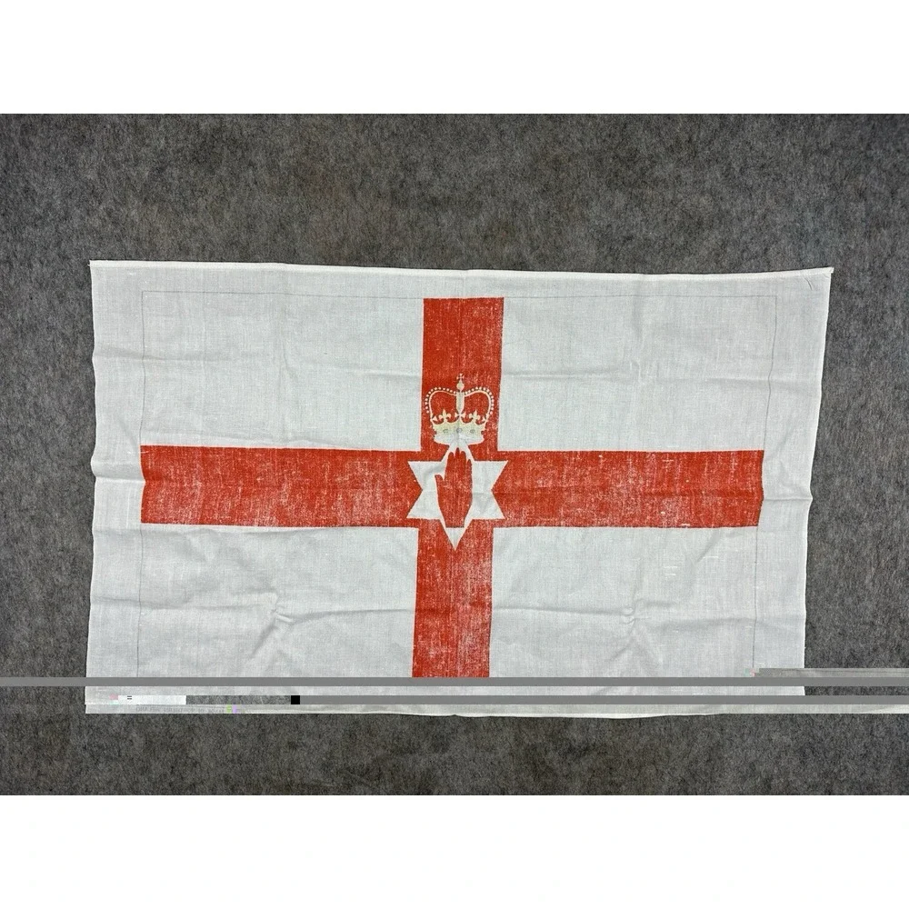 Vintage Northern Ireland Ulster Banner Flag Tea Towel Red Hand 31x18 Cotton 70s